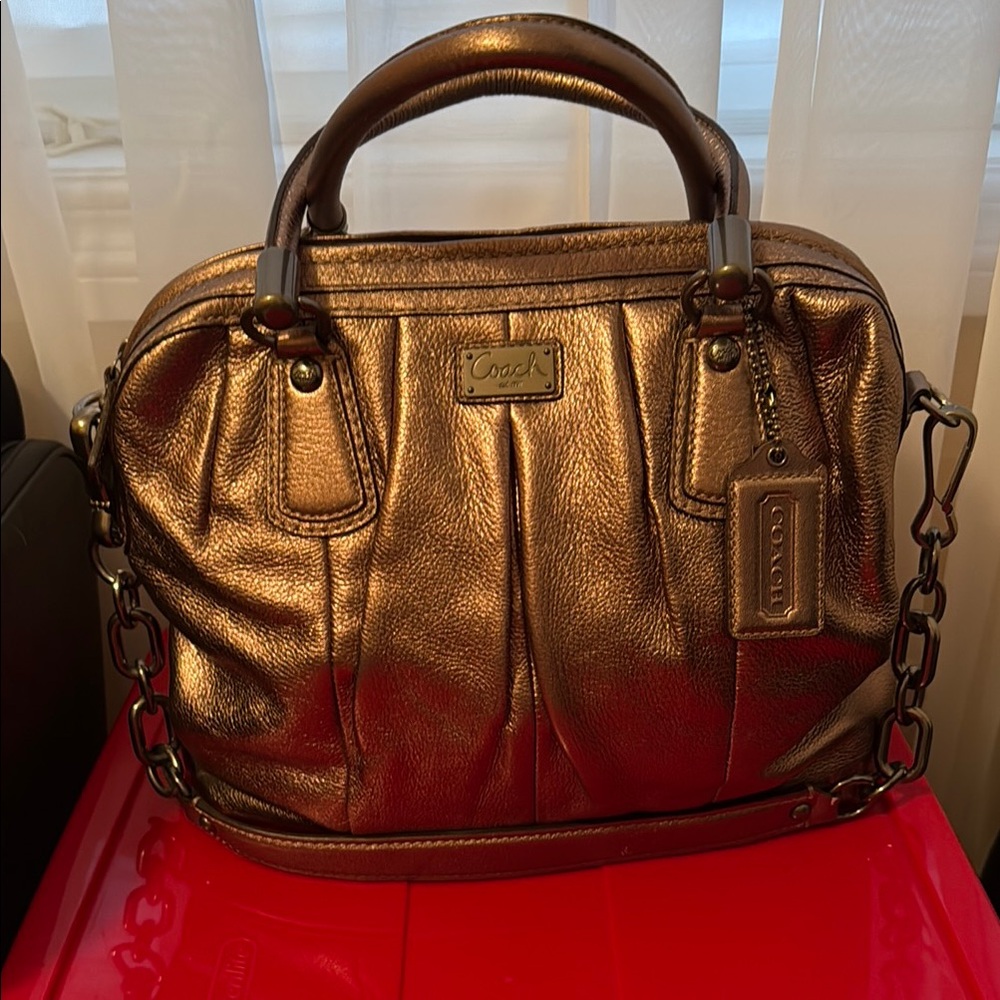 Coach Brown Satchel with Structured Design